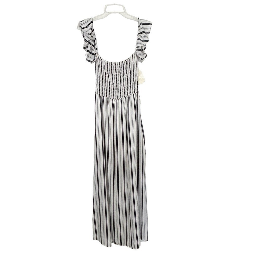 ALTAR'D STATE New Black White Stripe MAXI DRESS S Off Shoulder Smocked  preppy - Picture 4 of 15